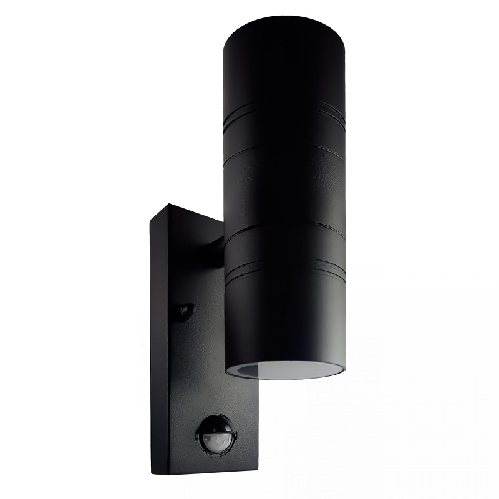  LED Wandleuchte Sensor schwarz Rund Glas 2-flammig Schrauben & Dübeln IP44 1,2W LED Lichtfarbe warmweiß GU10 230V